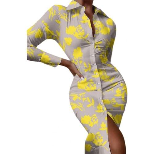 2021 Temperament Women Shirt Dress Stripe Print Single-breasted Elegant Slim Waist Tied Lapel Dress for Party Skinny