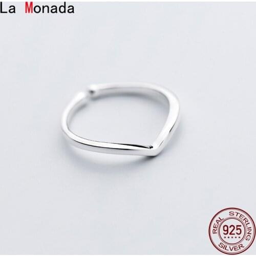 La Monada V Design 925 Sterling Silver Women Rings Korean Minimalist Jewelry Silver Finger Rings For Women Silver 925 Open