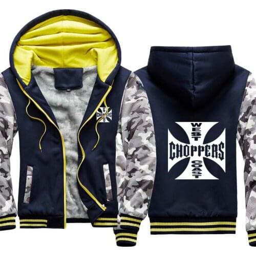 Winter Mens Sport Jacket West Coast choppers Casual Camouflage Hoodie Thicken Warm Wool Fleece High Quality Mens Zipper jackets