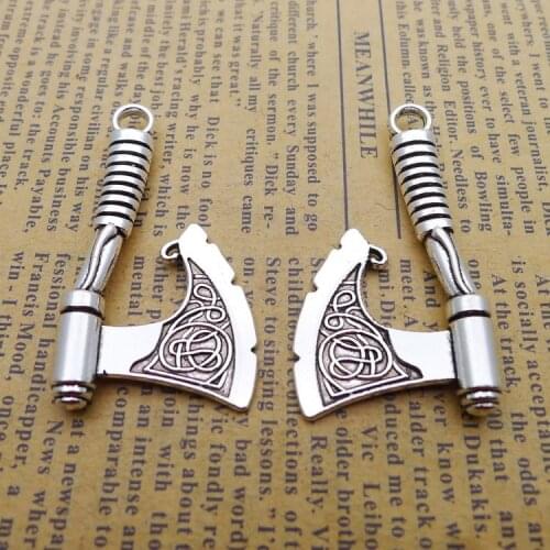 4 PCS/Lot 25mm*43mm Pendants Necklaces Antique Silver Color Axe Charms Handcraft For DIY Jewelry Making