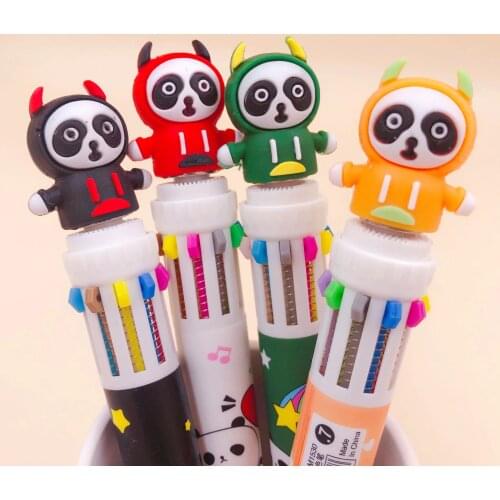 40 pcs/lot Cartoon Panda 10 Colors Ballpoint Pen Cute ball pens School Office writing Supplies Stationery Gift