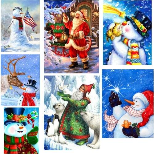 5D Diamond Painting Christmas Gift Cartoon Snowman Embroidery Cross Stitch Kits Rhinestone Art Full Round Drill Home Decoration