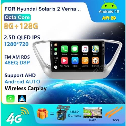 2G+32G Android 10 4G Car Radio Multimedia audio Player GPS Navigation For Hyundai Solaris 2 Verna 2017 2018 no 2 din