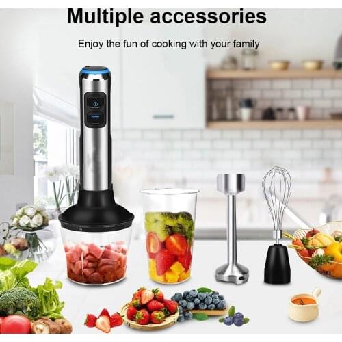 4-in-1 Stainless Steel 1500W Immersion Hand Stick Blender Mixer Vegetable Meat Grinder 600ml Chopper Whisk 800ml Smoothie Cup