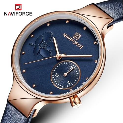 NAVIFORCE Women Watches Fashion Casual Female Quartz Lady Waterproof Clock Wristwatches Watches Leather belt datereloj mujer