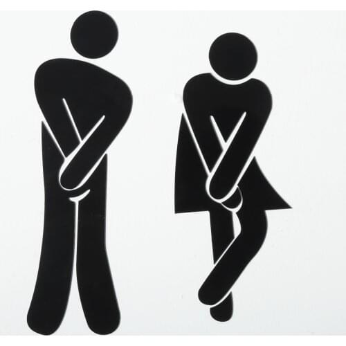 Black Removable Cute Man Woman Washroom Toilet WC Wall Sticker Family DIY Decor Mirror Sticker Home Decor for Bathroom