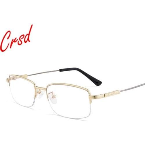 CRSD Metal Frame Anti-blue Light Progressive Multifocal Reading Glasses Mens Womens Universal UV Protection Long-view Mirror