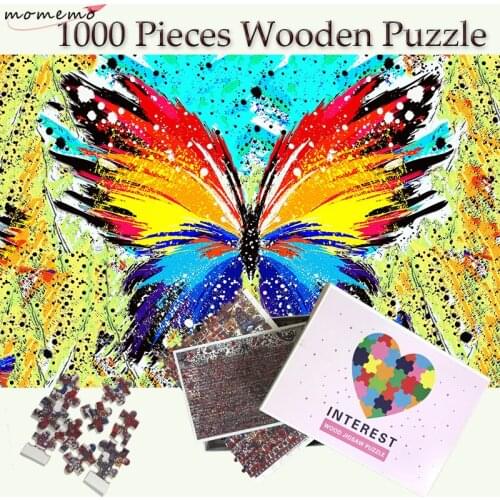 MOMEMO Color Butterfly 1000 Pieces Jigsaw Puzzles Wooden Puzzle Adults 1000 Pieces Wooden Puzzle Games Teenagers Kids Toys Gift