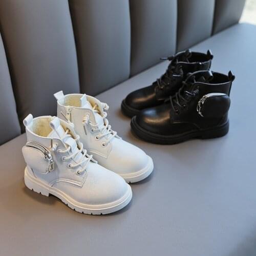 ChildrenS Flat Shoes Girl Ankle Autumn Boots For Kids School Plush 2021 Teen Girl Fashion Packet Winter Leather Boots 3-12 Year
