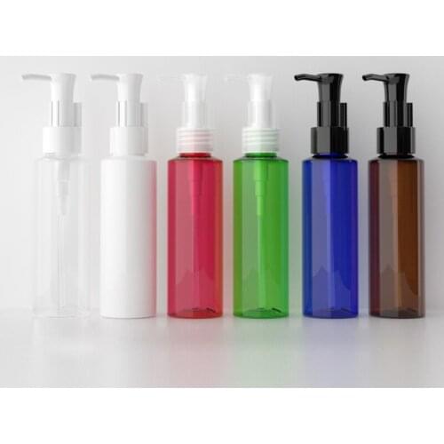 40pcs 100ml Empty Cosmetic Plastic Bottles Cleansing Oil Pump Container Massage Oil Dispenser PET Bottle clear Green Black White