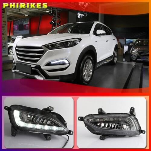 White Led Drl For Hyundai Tucson 2015 2016 2017 2018 Daytime Running Lights Daylight 12V Fog Lamp Cover Car Styling Accessories
