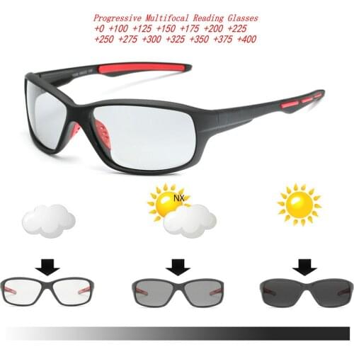 Transition Photochromic Multifocal Reading Glasses Man Sports Cycling Progressive Bifocal Presbyopic Sunglasses Men Women NX