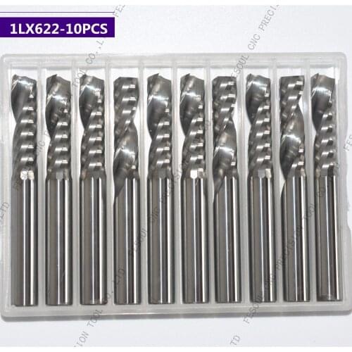6mm*22mm,10pcs,Free shipping 1 Flute End Mill,CNC machine milling Cutter,Solid carbide woodworking tool,PVC,MDF,Acrylic,wood