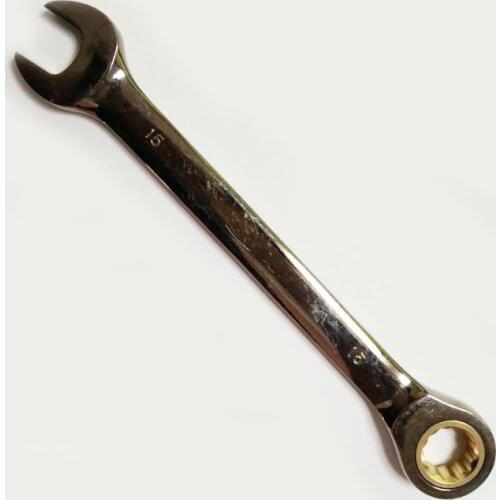 YOFE 15mm Quick Reversible Ratchet Wrench Golden Nickelage Universal Ratchet Handle Wrench Nut Tool For Bike Or Car