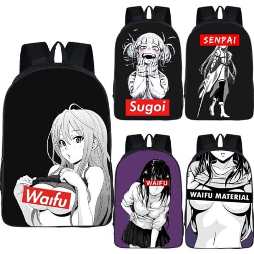 Kawaii Sugoi Senpai Anime Waifu Print School Bags for Teenager School Backpack Women Men Rucksack Boys Girls Book Bag