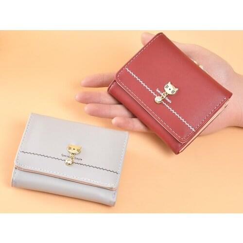 Wallet female short 2020 new card bag wallet one bag student cute cat wallet zero purse woman