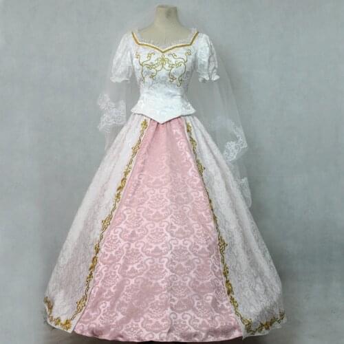 Movie Princess Rapunzel Cosplay Costume Adult Women White Wedding Dress Fancy Halloween Carnival Ball Gown