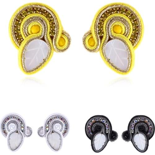 Fashion jewelry Soutache Ear Stud earrings colorful Ethnic boho style Handmade glitter black beautiful Earring for women 2020