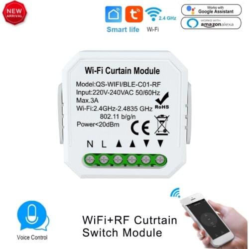 Tuya Smart WiFi+RF Curtains Switch Module DIY Roller Blinds Shutter Smart Life APP Remote Control Work With Alexa Google Home