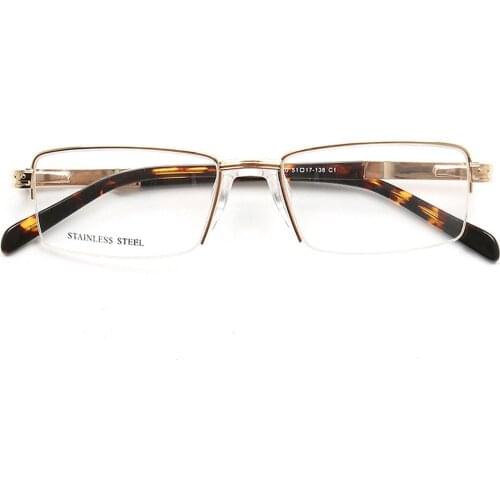 Men Business Fashion Ultralight Alloy Half-Rim Custom Made Myopia Glasses -1 to -6 Reading Glasses +1 to +4