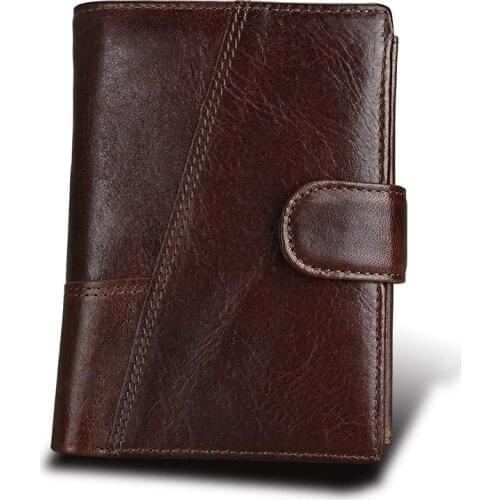 High Quality Cowhide Genuine Leather Wallet Mens Wallets RFID Blocking Anti Theft Fashion Male Card Holder Purse Wallet Man
