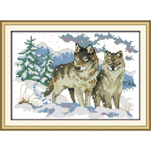 Wolf pup cross stitch kit cartoon 11ct count canvas stitches embroidery DIY handmade needlework plus