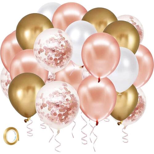 Rose gold balloon set 50 gold and silver sequined balloons set suitable for birthday party wedding decoration