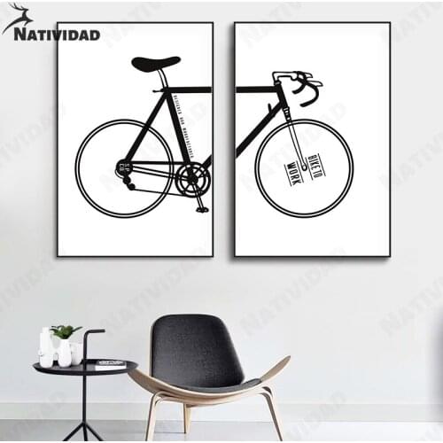 Nordic Minimalism Split Bicycle Picture Print Canvas Painting Decoration Modern Wall Art Canvas Posters and Prints Living Room