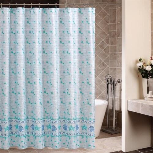 The new foreign trade original single bath curtain blue Mosaic waterproof anti-mildew polyester cloth shower curtain bed curtain
