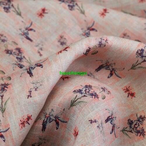 Original linen retro early autumn robe dress digital printing fabric