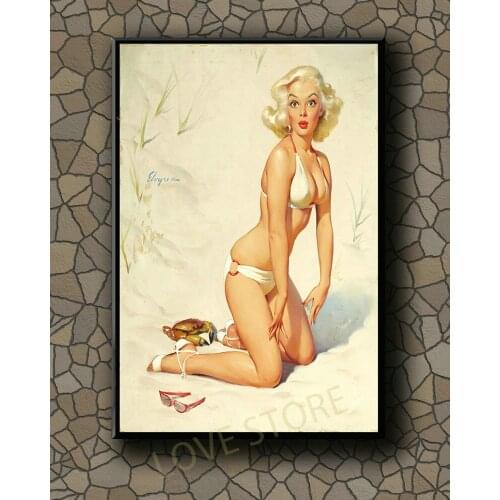 P300 Vintage Beautiful Pin-up Girl Classic Picture 425 Silk Fabric Poster Art Decor Indoor Painting Gift