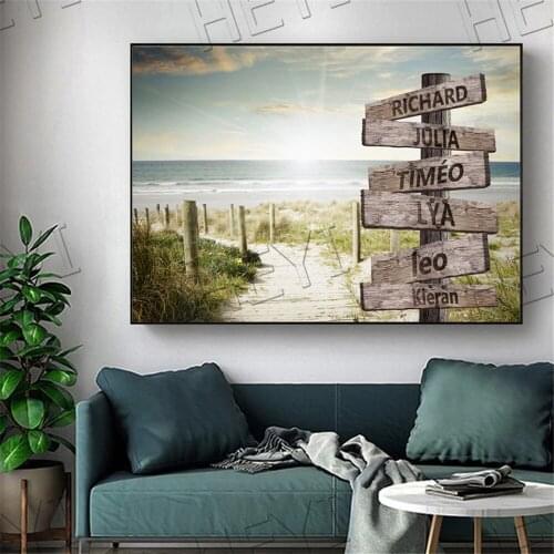 Custom Personalized Name Poster Wooden Art Canvas Painting in Baikal Eiffel Tower Gift For Wedding Wall Art Livingroom Decora
