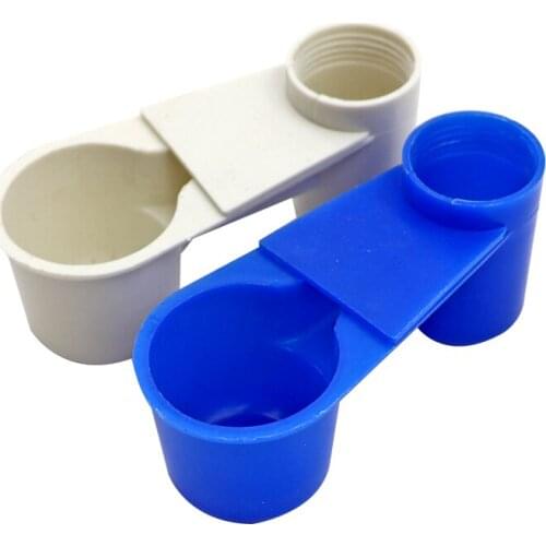 50PCS Blue Double mouth drinker Bird Cage Accessories Bird Drinker Equipment Plastic Drinking cup Bird feeding trough Water bowl