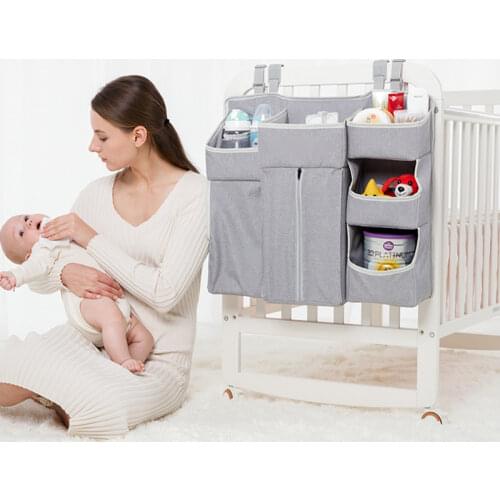 Portable Baby Crib Organizer Bed Hanging Bag for Baby Essentials Diaper Storage Cradle Bag Bedding Set Room Deocr Storage Bag