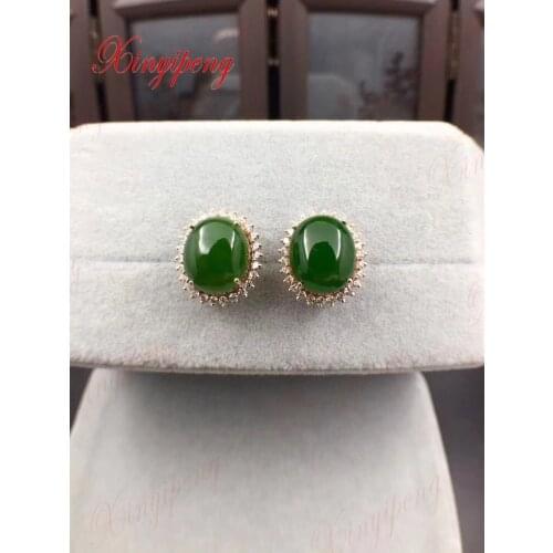 18 k rose gold hetian jade earrings Design is beautiful
