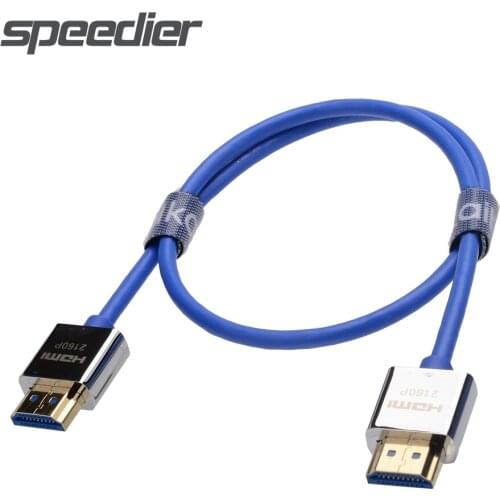 Bule Ultra Thin HDMI-Cable 2.0 4K Flexible Slim HDMI2.0 Cord 4K*2K 18Gbps Portable 3UM Gold-plated Connector 0.5m 1m 2m 3m