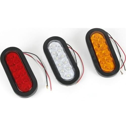 2pcs LED Tail Lights Trailer Stop Turn Signal Tail Brake Lamp DC 12V Waterproof Universal Oval Tail Light For Car RV Truck Boat