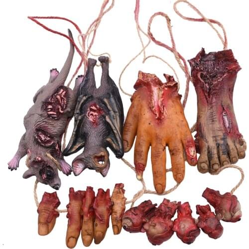 Horror Halloween Ornament Hanging Pendant Scary Bloody Mouse Bat Finger Hanging Props Haunted House Halloween Decorations
