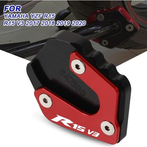 YZFR15 Motorcycle Side Stand Enlarger Kickstand Pad CNC Aluminum for YAMAHA YZF R15 R15 V3 2017 2018 2019 2020 YZF-R15V3