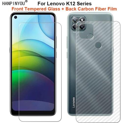 For Lenovo K12 / Pro / Note 1 Set = Soft Back Carbon Fiber Film + Ultra Thin Clear Premium Tempered Glass Front Screen Protector