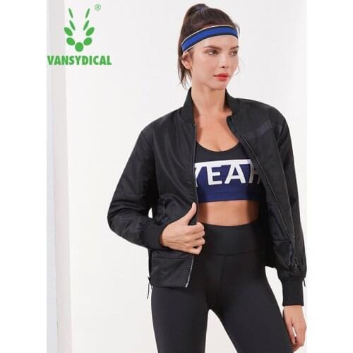 Vansydical Winter Warm Sports Padded Coat Womens Zipper Long Sleeve Windproof Sportswear Tops Outdoor Workout Running Jackets