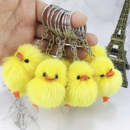 1pcs Cute Chick Pendant Keychain Soft Stuffed Chick Doll Ornament Keychain Creative Mini Chick Animal Model Plush Toys Kids Gift