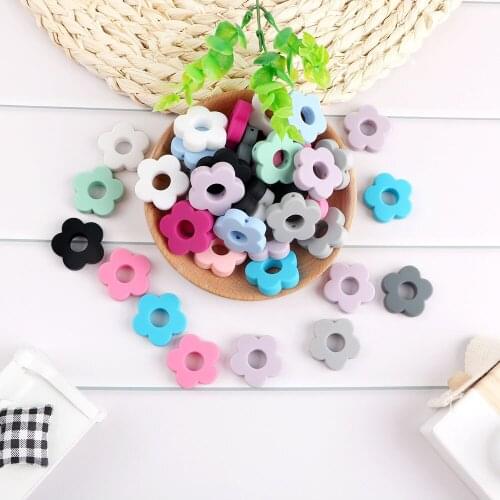 Kovict 10/20Pc Flower Silicone Beads DIY Pacifier Clip Accessories For Children Baby Teether Chewable Nursing Toys