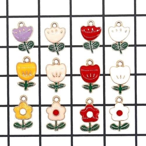 10PCS Colorful Enamel Little Flowers Charm For DIY Jewelry Accessories Fit Bracelets Women Jewelry Making Finding Gifts XL868