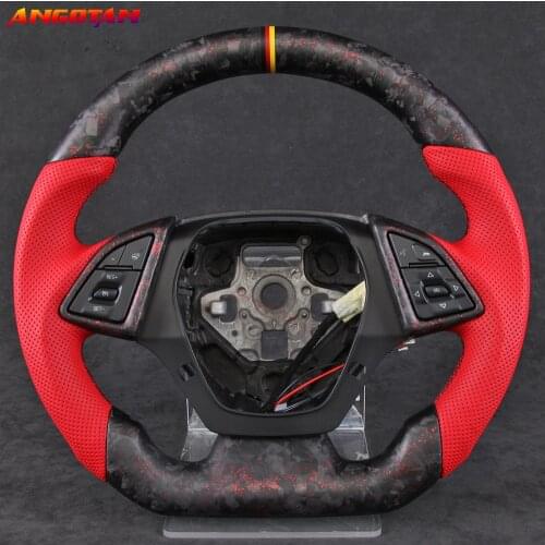 100% Carbon Fiber Perforated Leather Steering Wheel with LED Fit For Chevrolet Camaro C7 2011 2012 2014-2017 RS