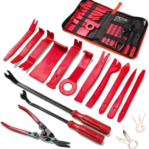 19Pcs Trim Removal Tool Car Panel Door Audio Trim Removal Tool Kit Auto Clip Pliers Fastener Remover Tool Set