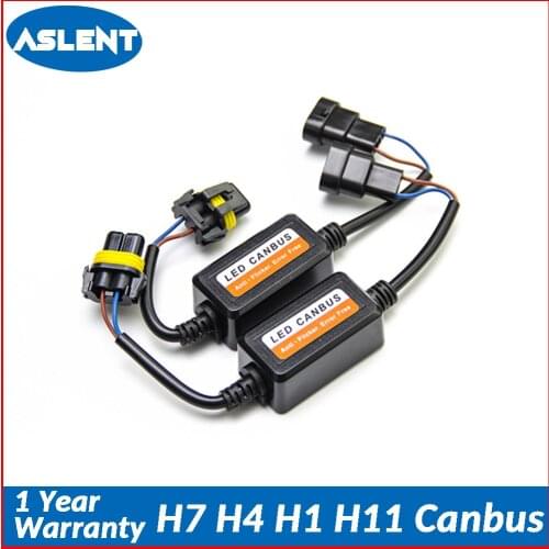 Aslent 2pcs H4 H7 H1 H11 9005 9006 Car light Canbus Decoder No Error free Wiring Harness Adapter LED Headlight Auto Bulb lights
