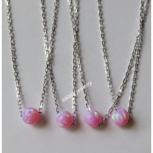 30pcs/lot OP10 5mm Round Ball Opal Necklace 925 Sterling Silver Round Opal Beads Necklace & Pendant for Lucky Gift