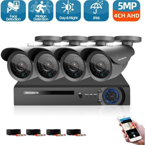 5.0MP CCTV Security Camera System Kit 4ch AHD Camera DVR Video Recorder Infrared Night Vision IR-CUT 2k Video Surveillance Set