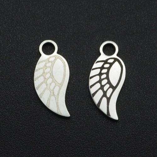 5pcs/lot 100% Stainless Steel Angel Wing DIY Charm Pendant Wholesale Factory Prices Jewelry Necklace Charms Top Quality